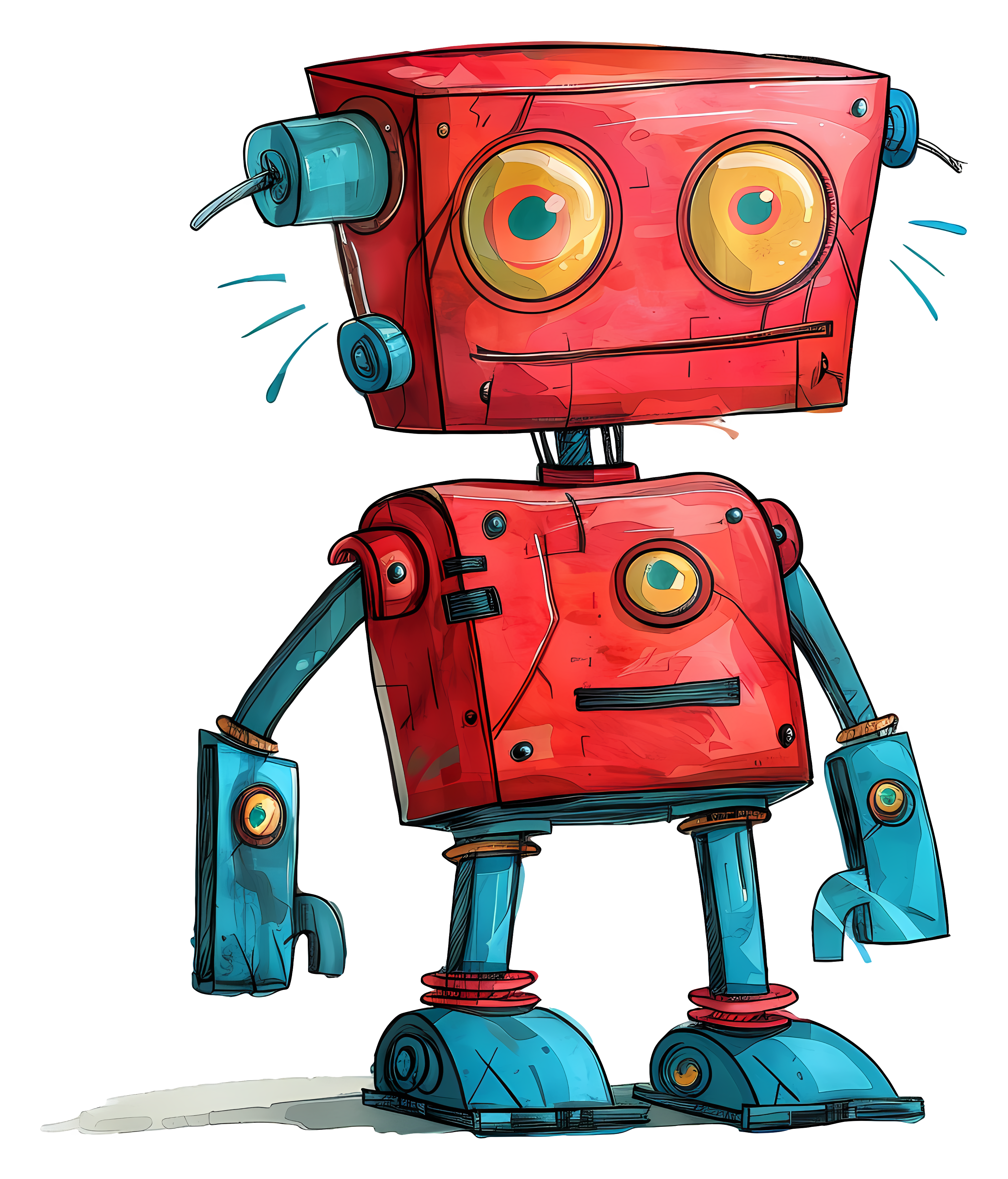 Red Cute Ragged Robot